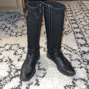 Aquatalia Waterproof Woven Stretch Leather Zip Riding Boots Size EU 37